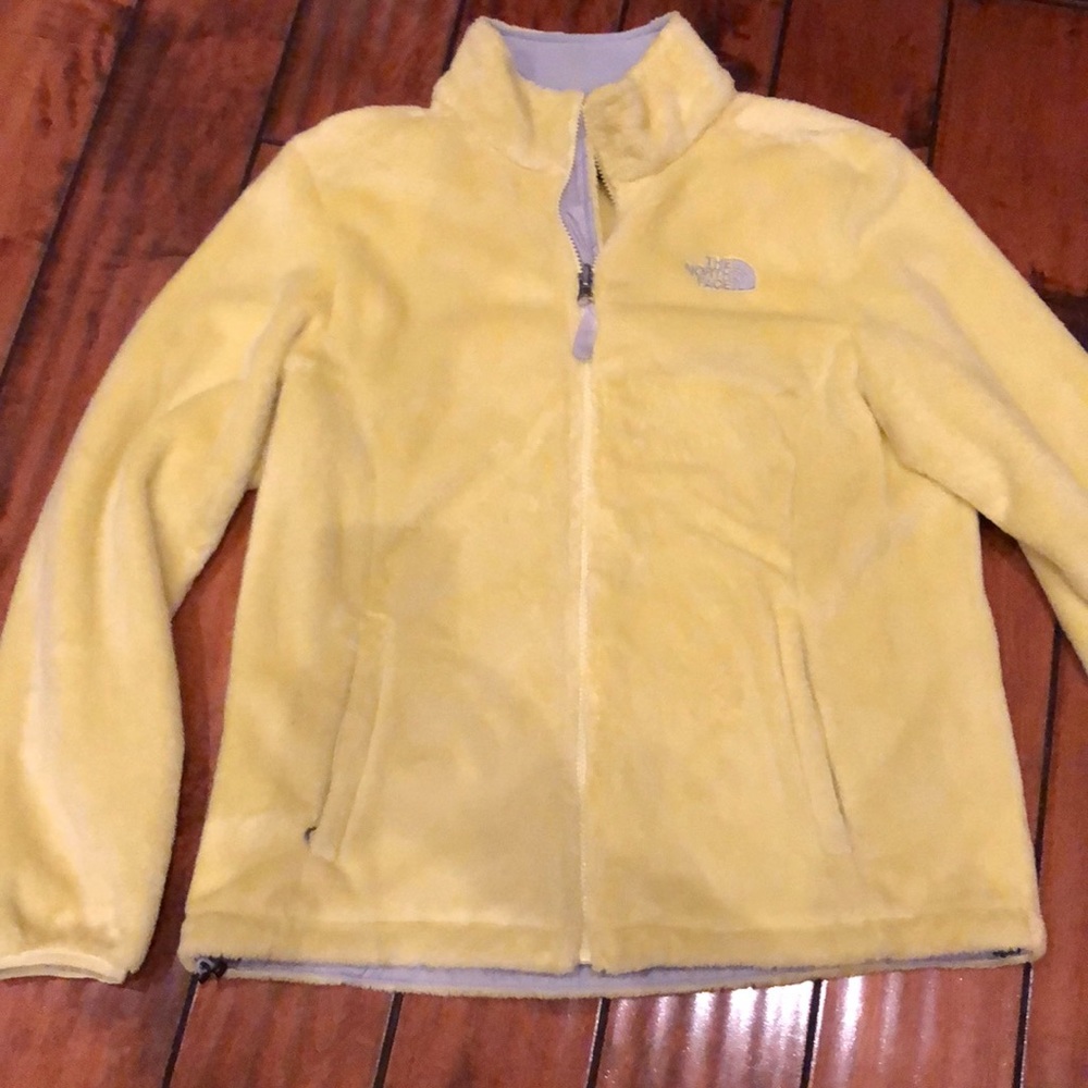 Soft yellow north face jacket